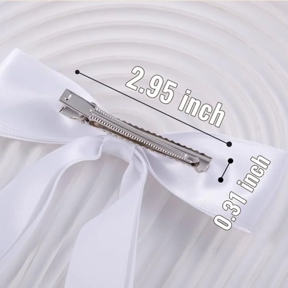 White Double Bow Knot Alligator Hair Clip